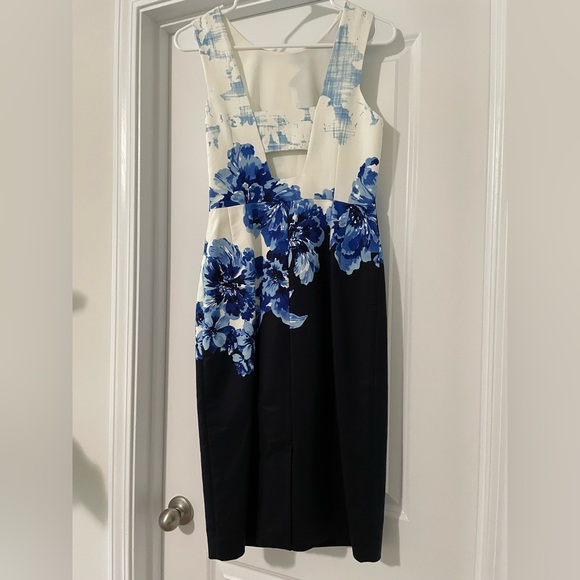 Anthropologie Maeve Sleeveless Navy & White Shift Dress with Cutout Back - Picture 2 of 3